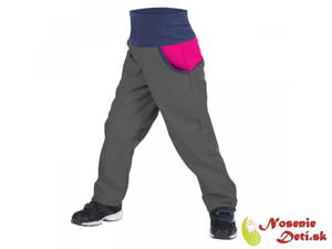 Detské softshellové nohavice Basic DUO Antracit-Fuksia